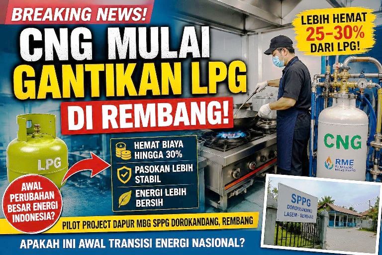 CNG mulai digunakan di dapur program MBG Rembang sebagai alternatif pengganti LPG dengan efisiensi biaya energi