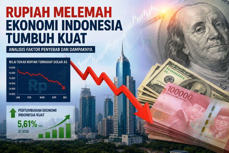 Analisis grafik pelemahan nilai tukar rupiah terhadap dolar AS di tengah pertumbuhan ekonomi Indonesia yang meningkat
